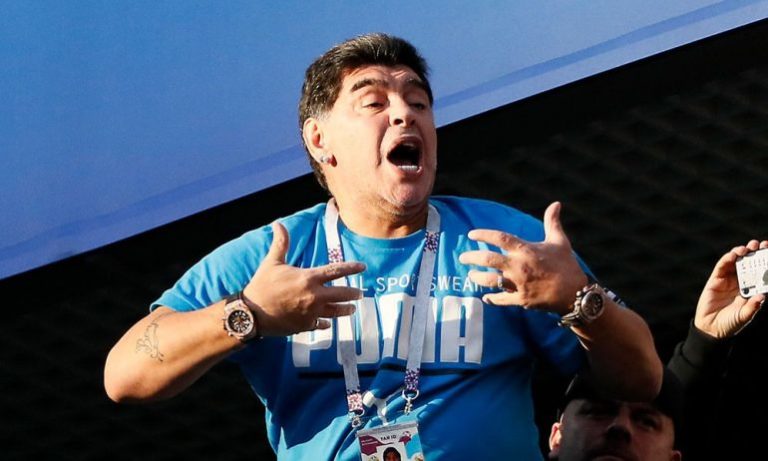 Football: Argentine Legend, Diego Maradona ‘fine’ as confirmed by doctors after seeming to have collapsed during Argentina vs Nigeria