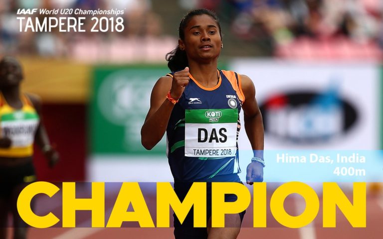Hima Das scripts History by becoming the first Indian woman to have won Gold in World Junior Athletics
