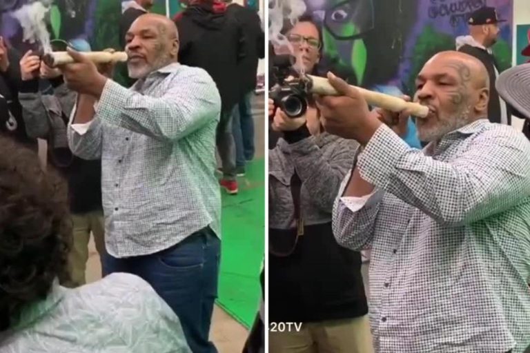 Mike Tyson smokes a 1-Foot-Long joint in a Marijuana festival