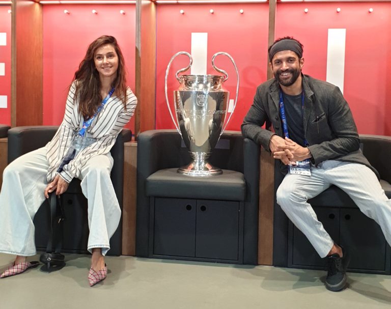 Farhan Akhtar and Shibani Dandekar in Spain meeting Football Legends