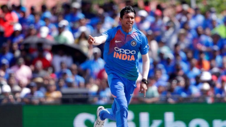 Navdeep Saini accumulates demerit points on debut after an animated celebration