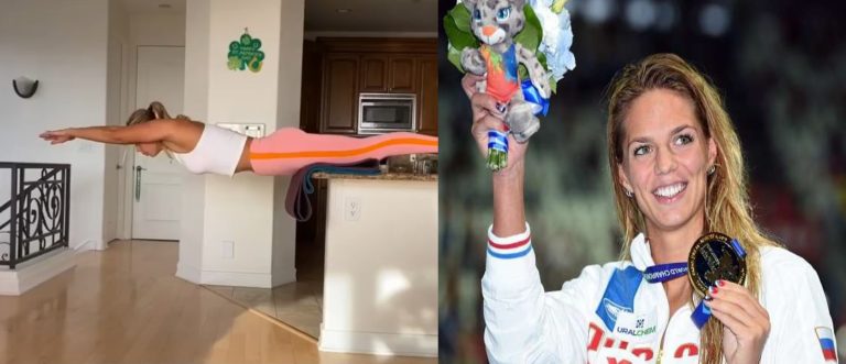 Watch: Russian Olympic medalist creates innovative way to practice swimming – in her kitchen!