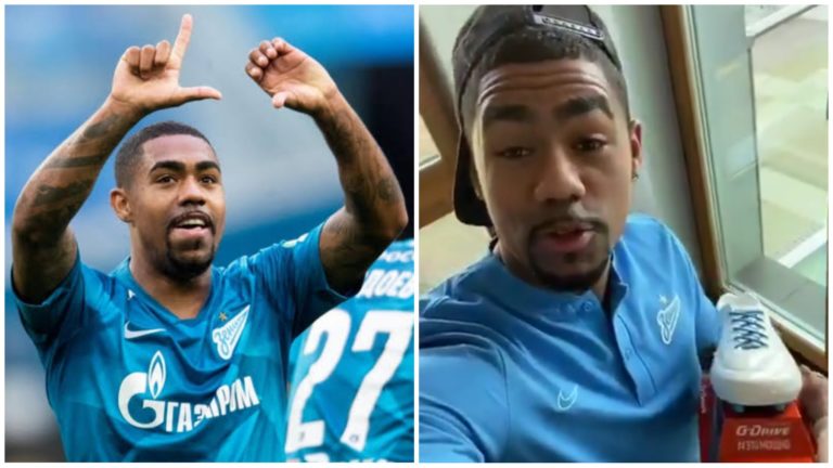 Watch as Zenit footballer Malcom receives his Player of the Month award through a drone!