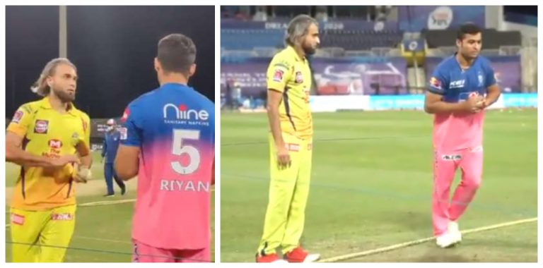 Watch: Riyan Parag receives some crucial bowling tips from Imran Tahir following CSK-RR clash