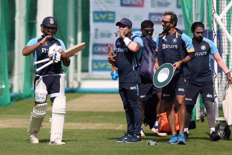 The Indian team undergoes their first training session at Headingley, Leeds